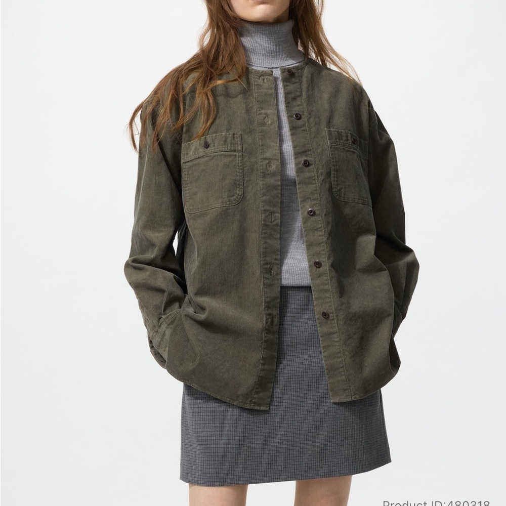 Uniqlo Corduroy Long Shirt Jacket - Olive